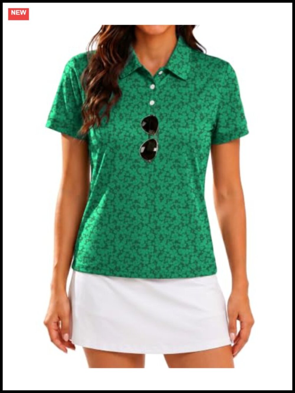 Women's Golf Polo Shirt Quick Dry Short Sleeve with Sunglass Loop Athletic